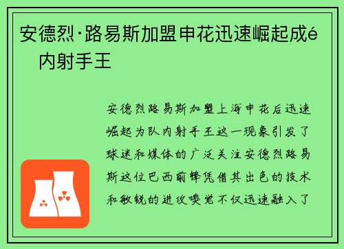 安德烈·路易斯加盟申花迅速崛起成队内射手王 安德烈·路易斯加盟申花迅速崛起成队内射手王